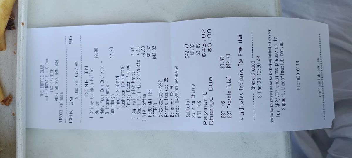 Menu, The Coffee Club Helensvale