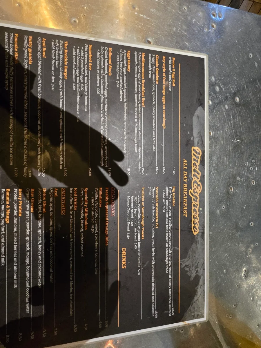 Menu, Melt Espresso