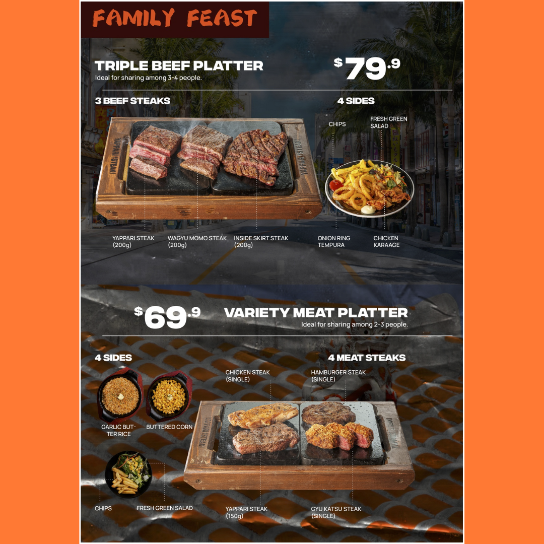 Menu, Yappari Steak WestField Mt Gravatt