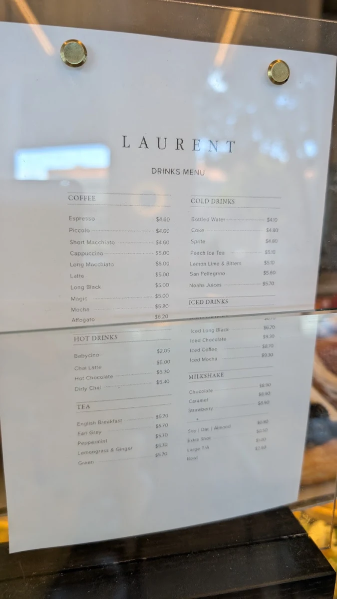 Menu, Laurent Bakery Albert Park