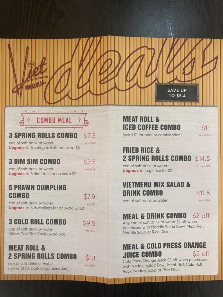 Menu, Viet Menu City Cross