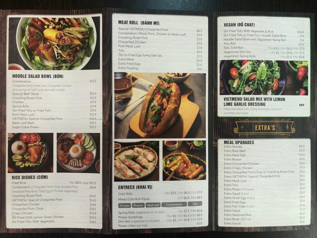 Menu, Viet Menu City Cross