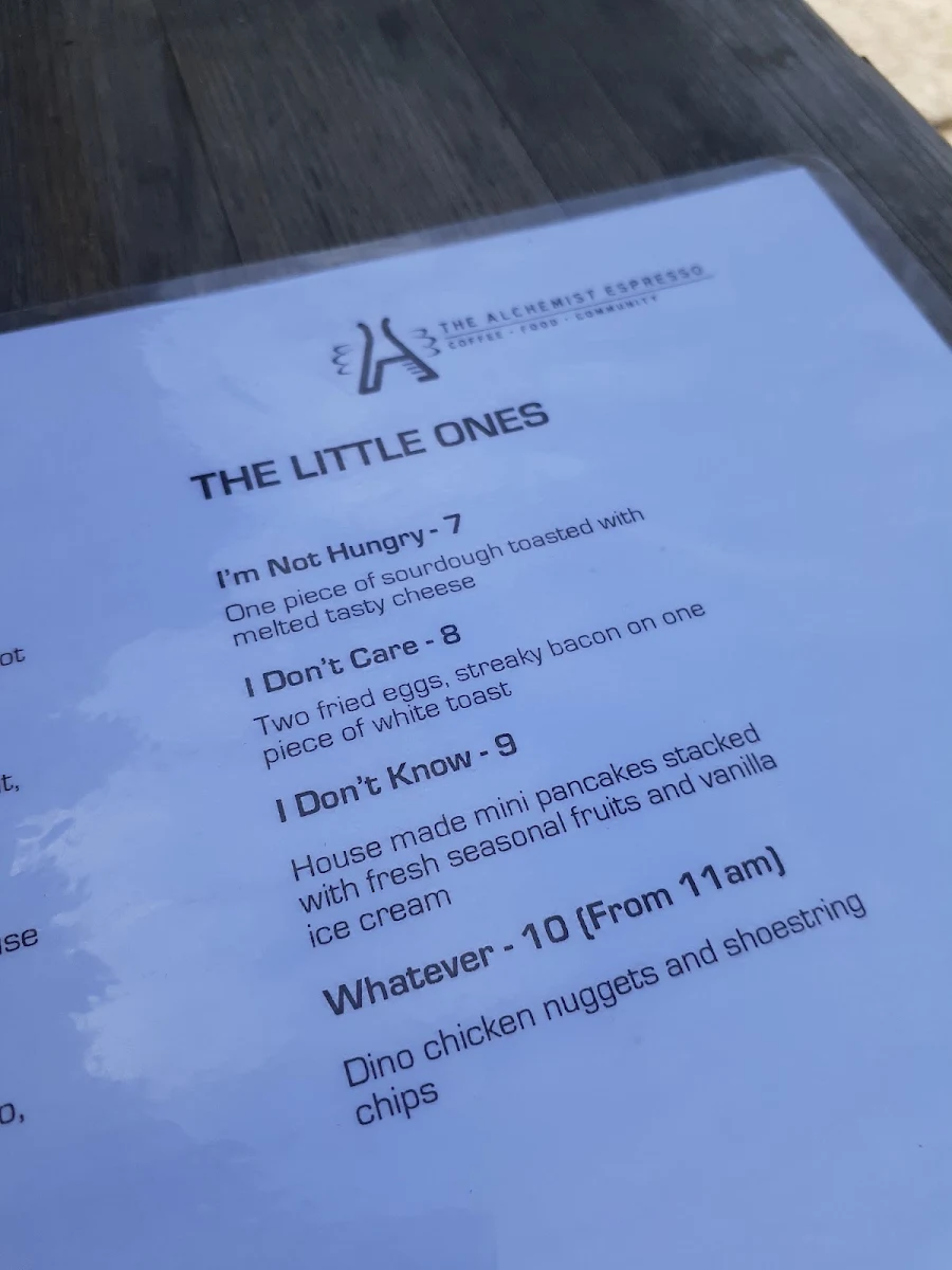 Menu, The Alchemist Espresso