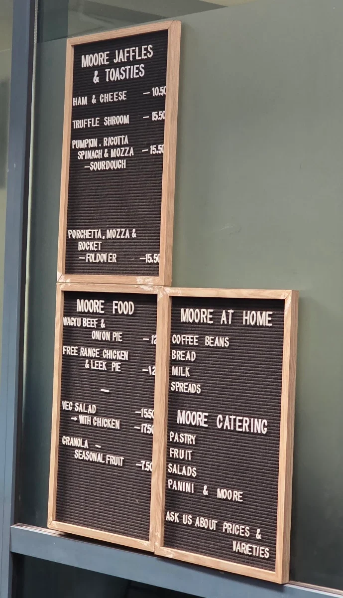 Menu, Moore Coffee