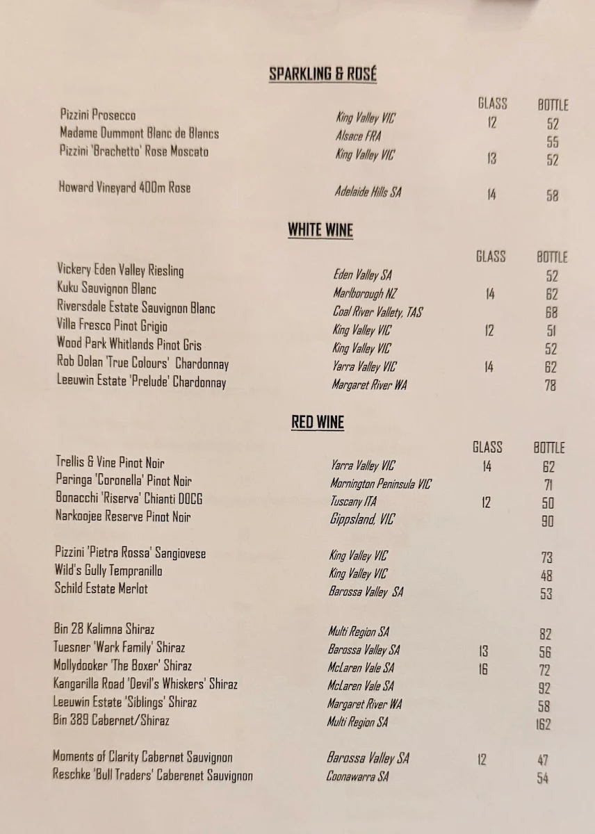 Menu, Mr Brooks Stonegrill & Bar