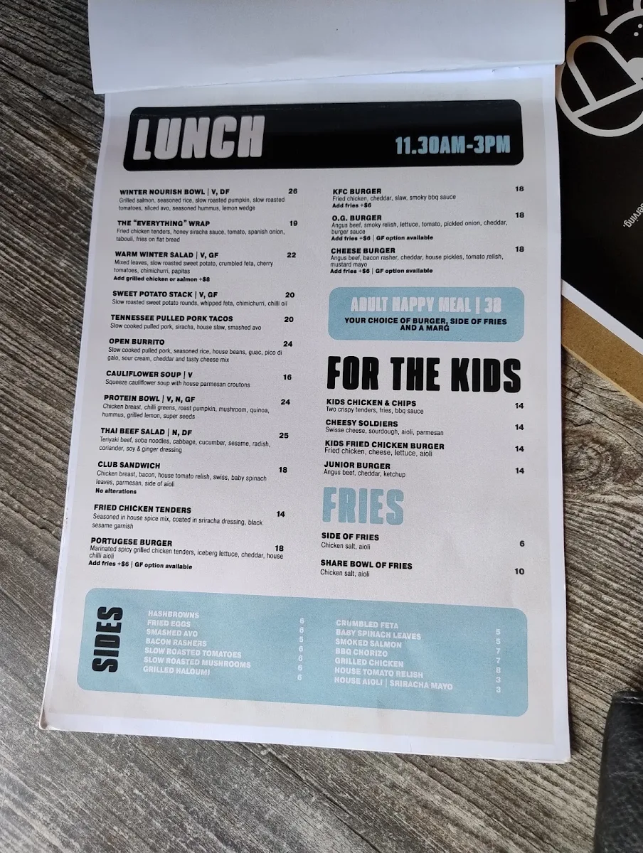 Menu, Squeeze & Grind