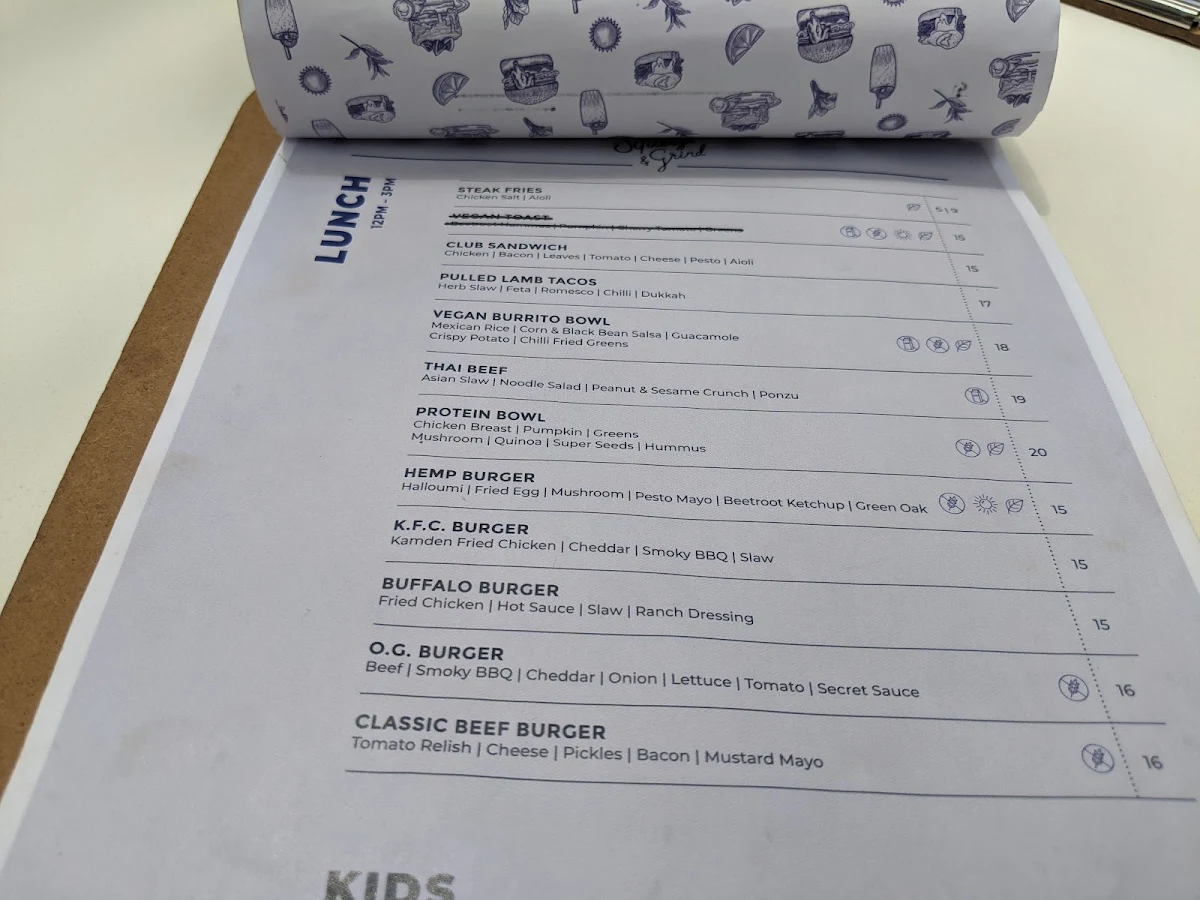 Menu, Squeeze & Grind