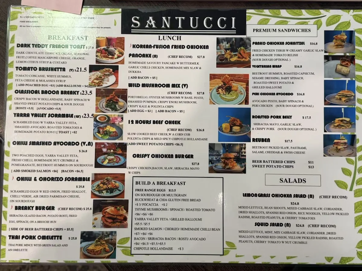 Menu, SANTUCCI‘s