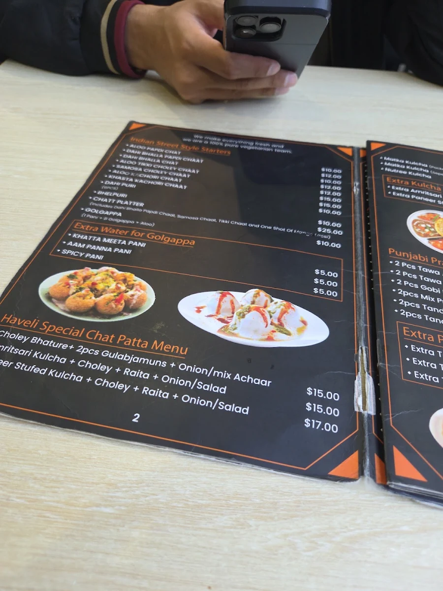 Menu, Shaan-A-Punjab Haveli and Sweet Shop