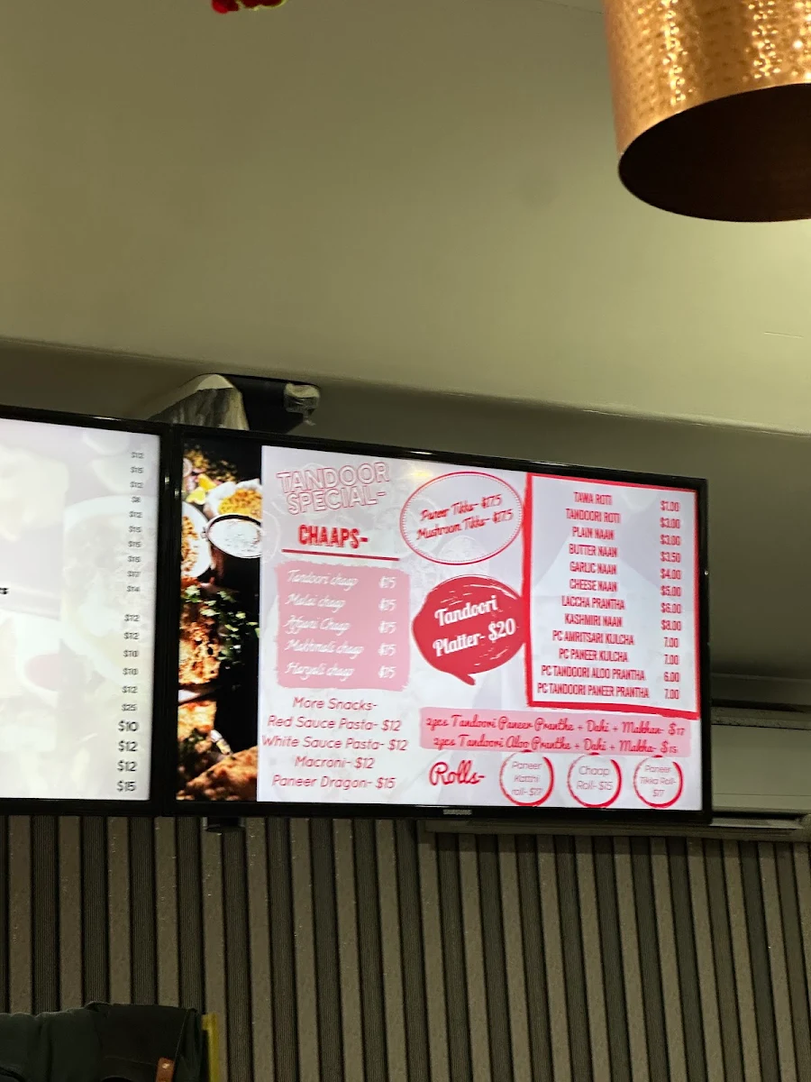 Menu, Shaan-A-Punjab Haveli and Sweet Shop