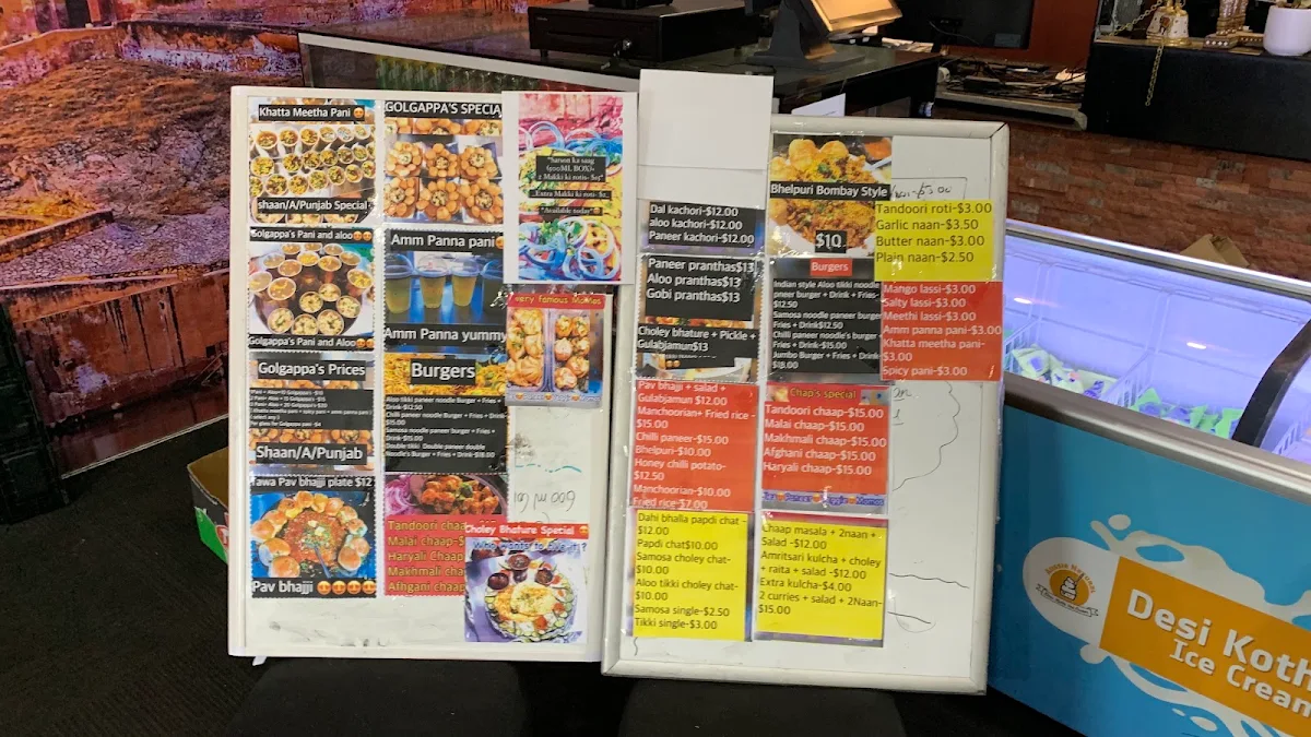 Menu, Shaan-A-Punjab Haveli and Sweet Shop