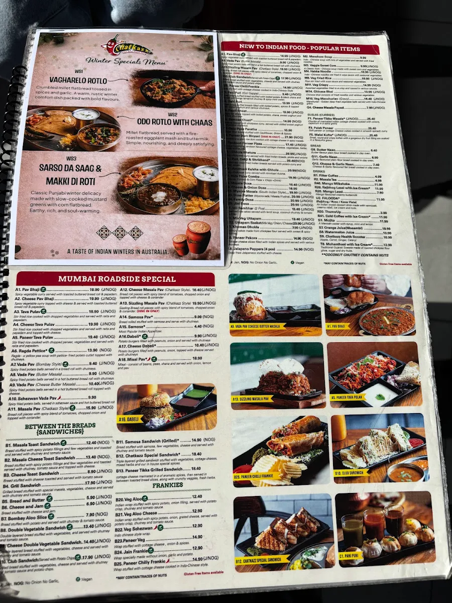 Menu, Chatkazz Bella Vista