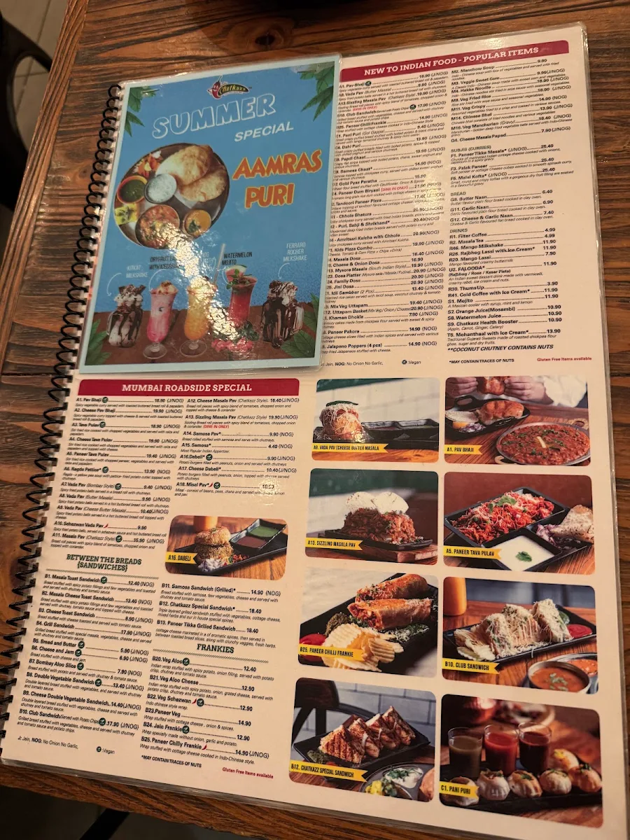 Menu, Chatkazz Bella Vista
