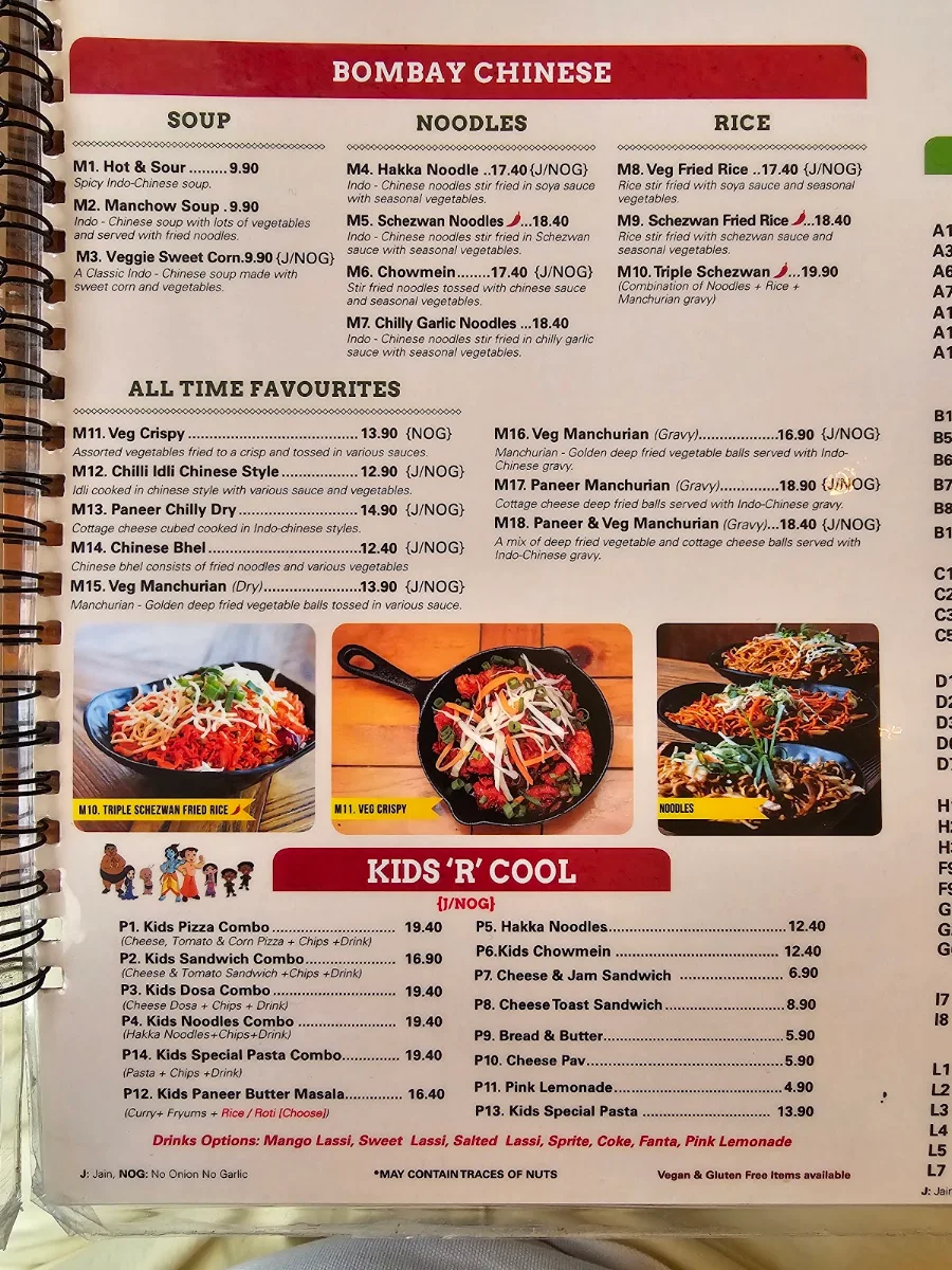 Menu, Chatkazz Bella Vista