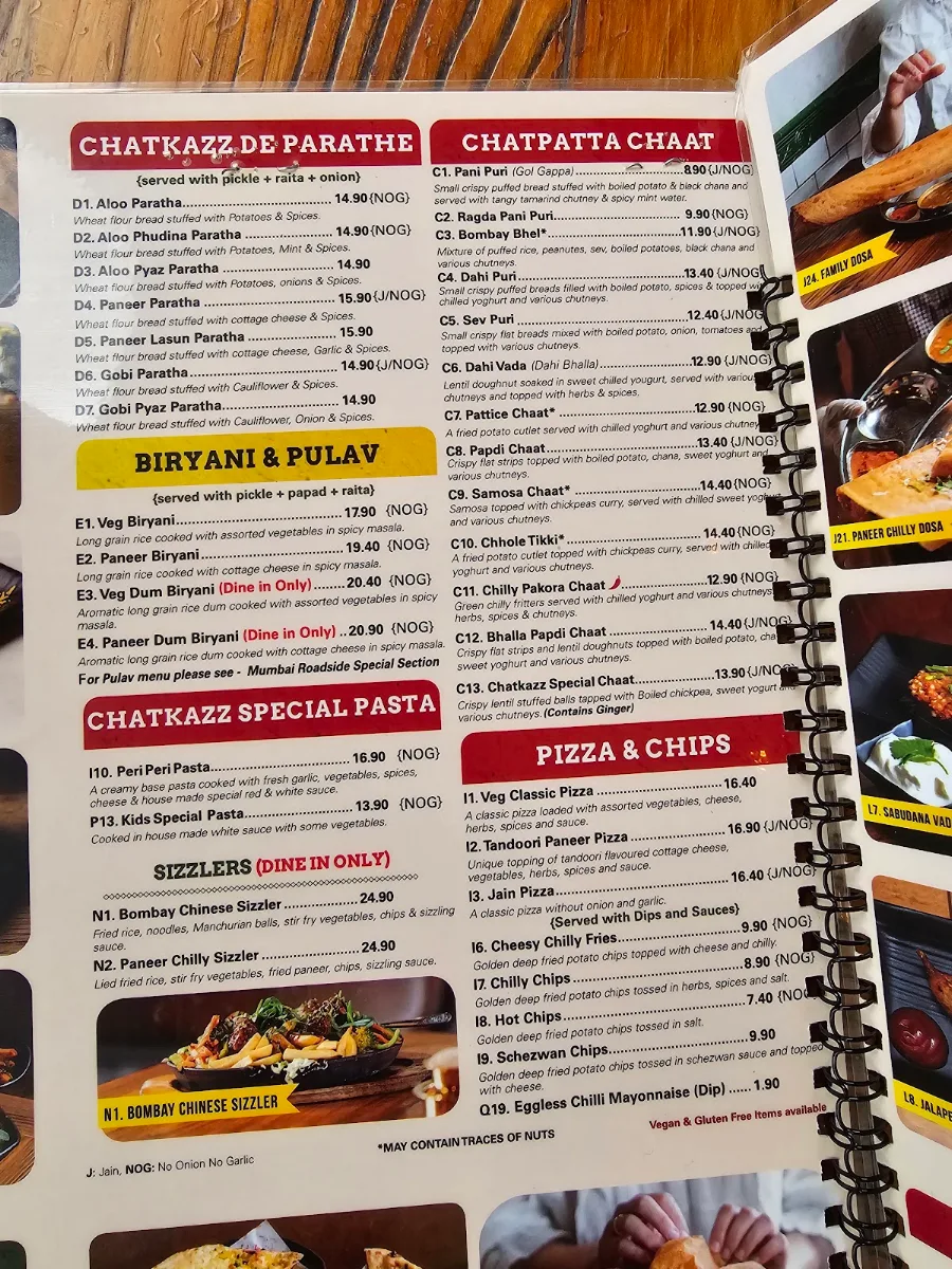 Menu, Chatkazz Bella Vista