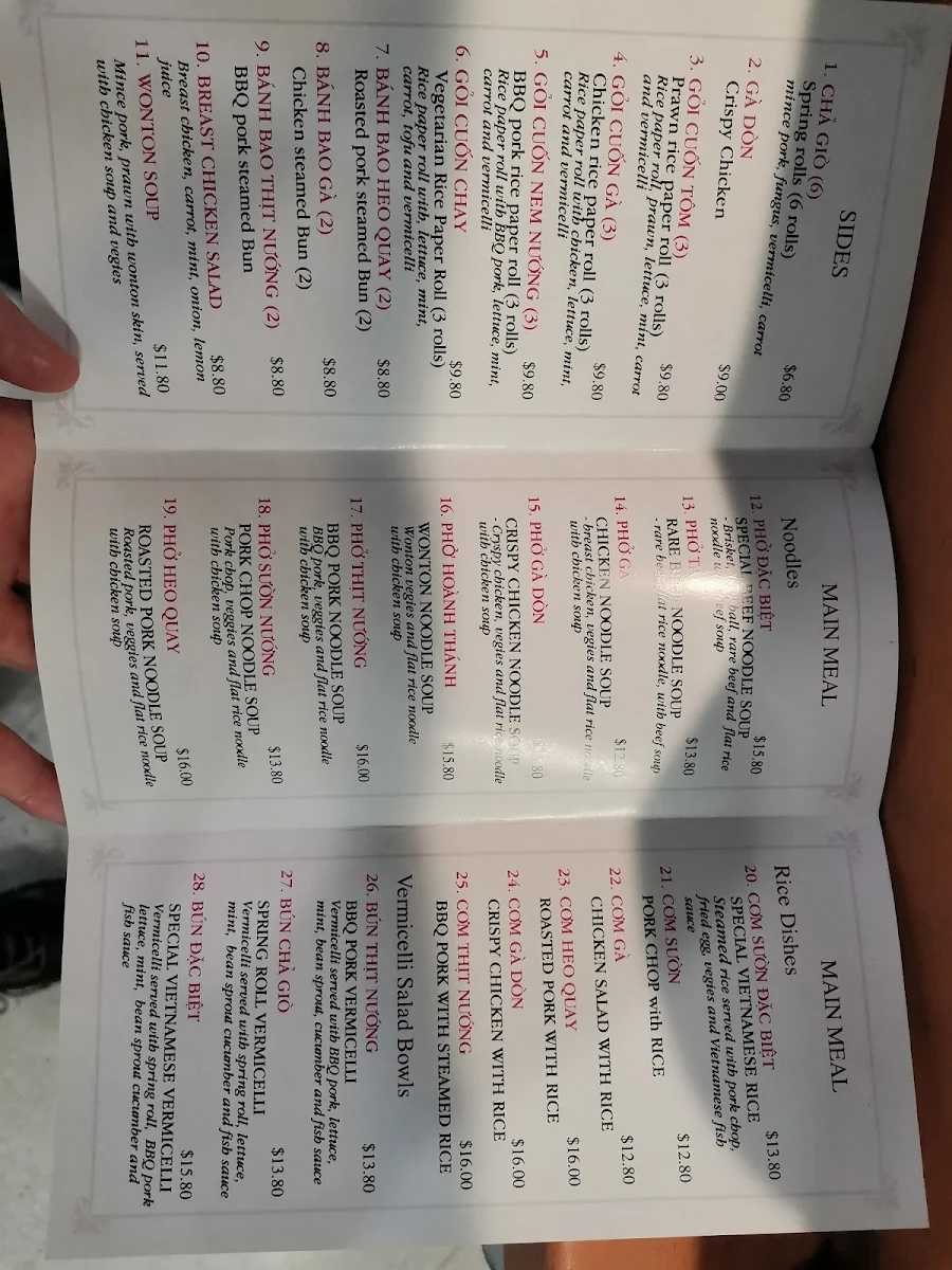 Menu, Pho Penrith