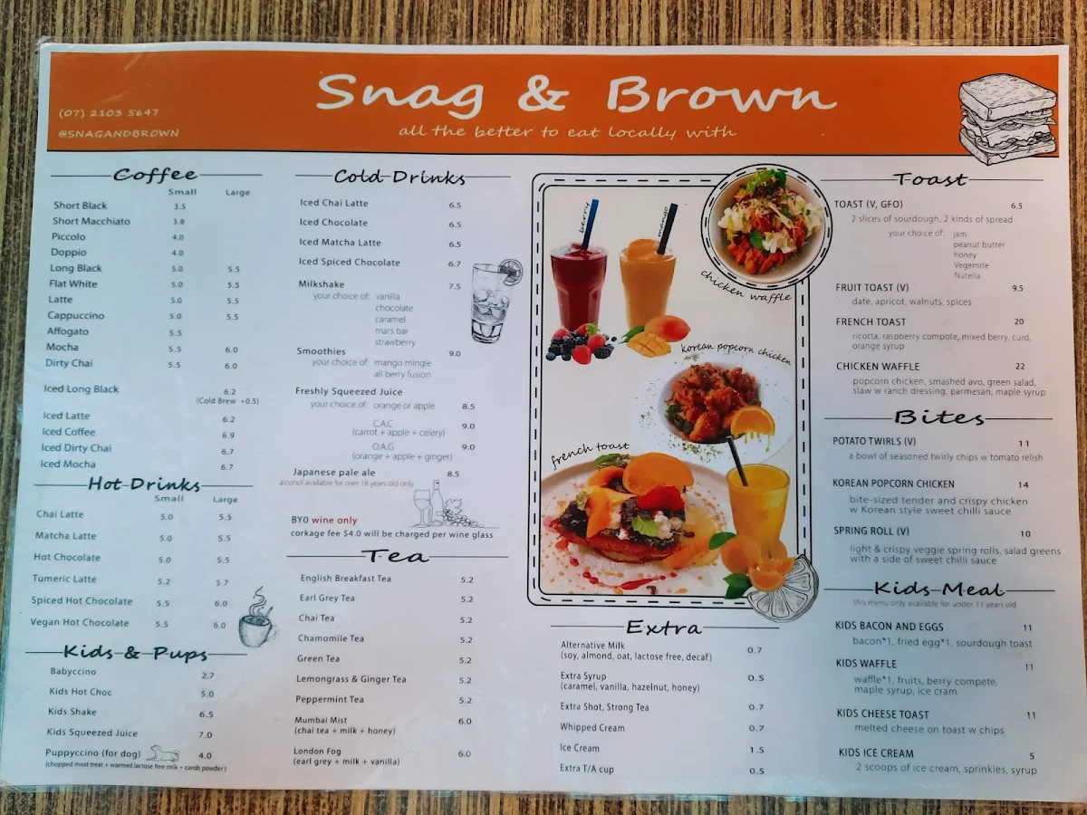 Menu, Snag & Brown