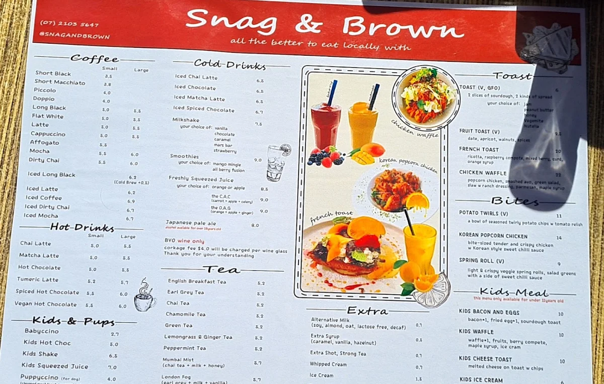 Menu, Snag & Brown