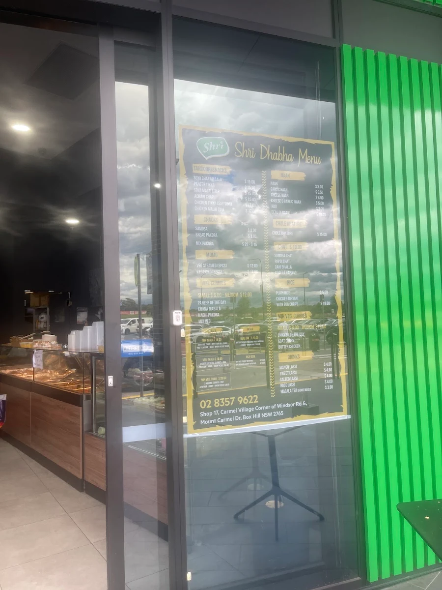 Menu, Shri Desi Dhaba