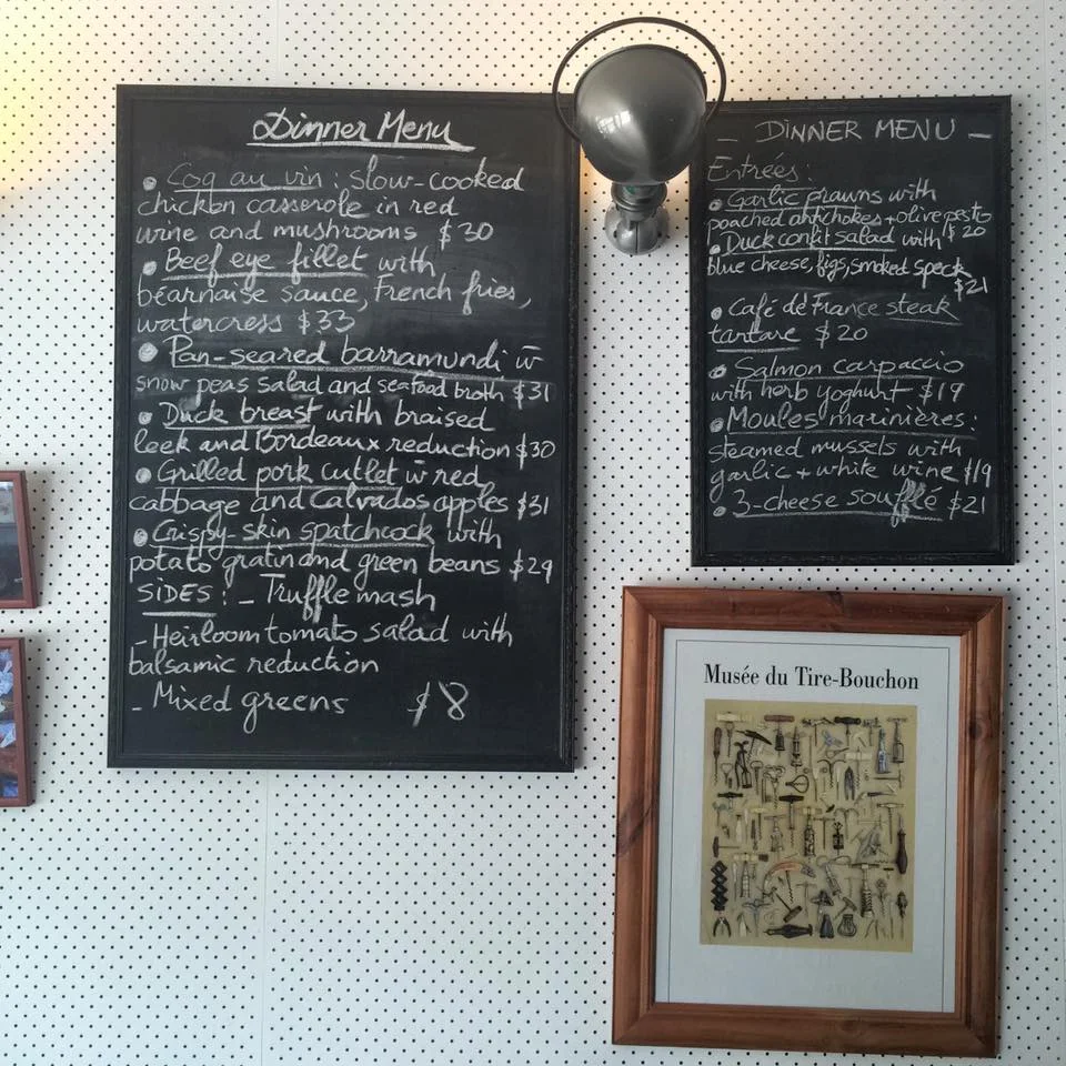 Menu, Cafe Rafaele