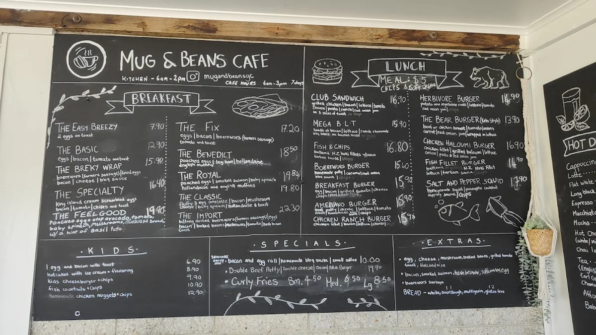 Menu, Broadwater Cafe