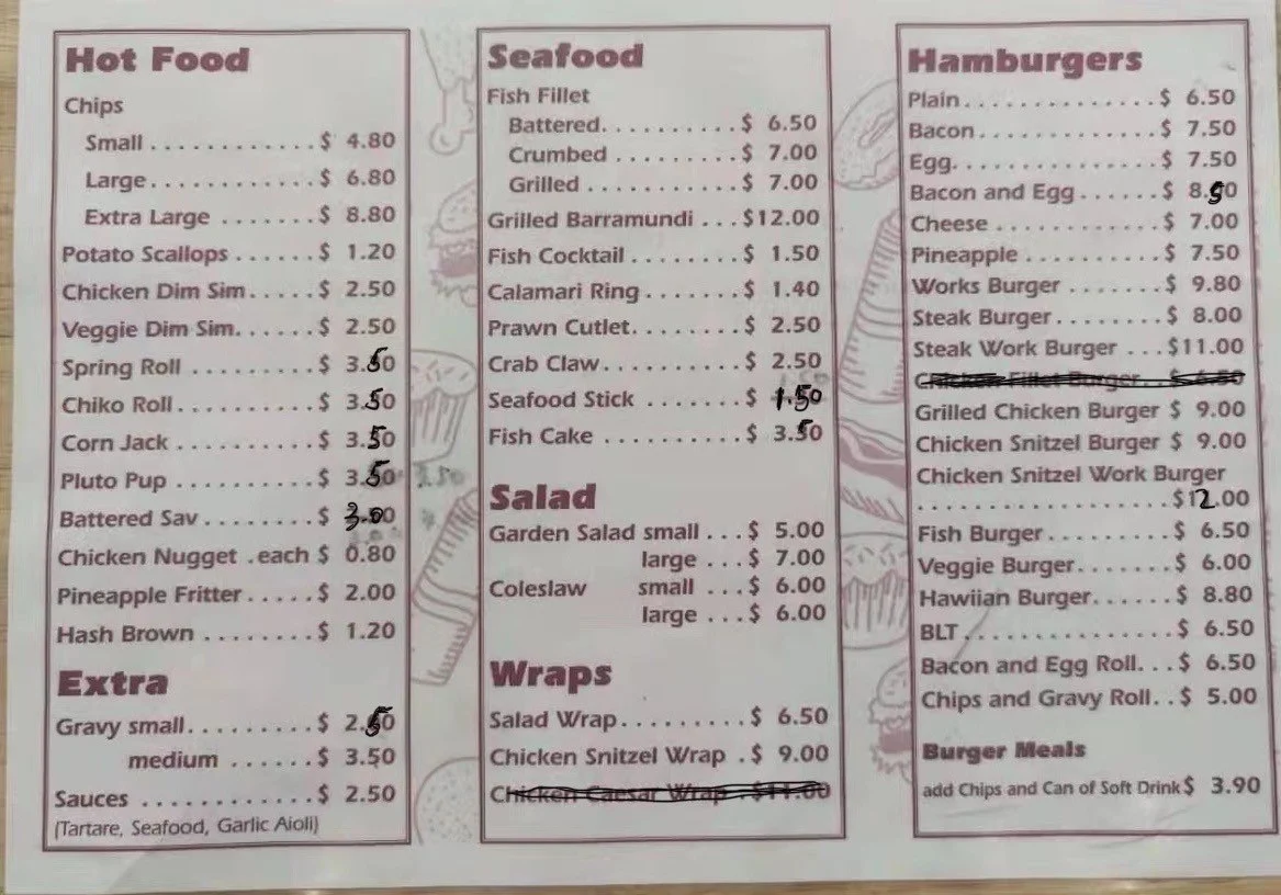 Menu, Salt & Peper