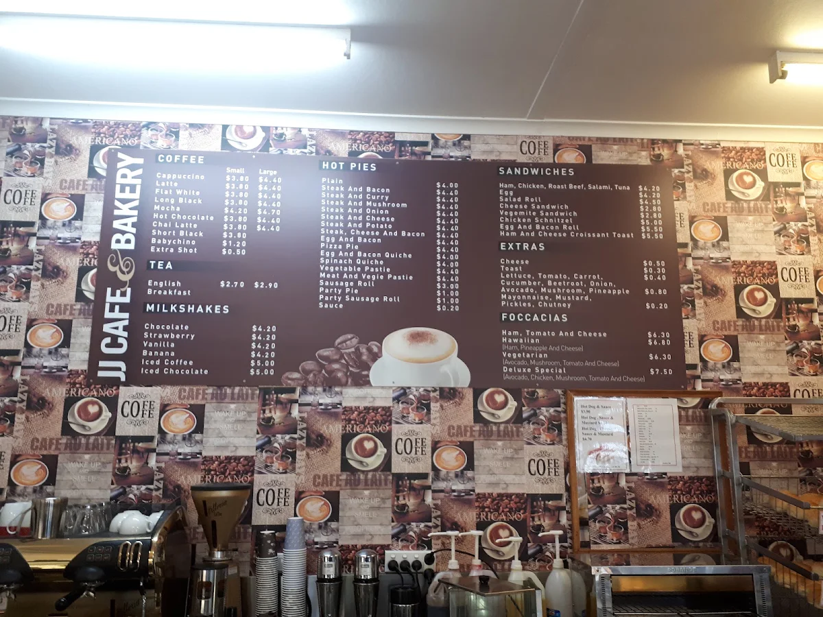 Menu, JJ Cafe & Bakery