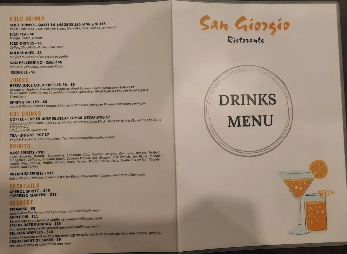 Menu, San Giorgio