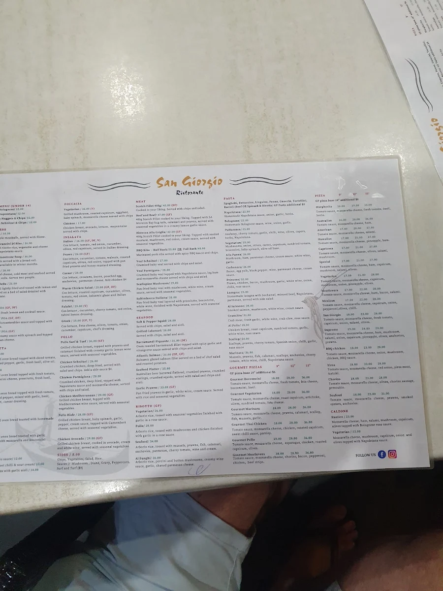 Menu, San Giorgio