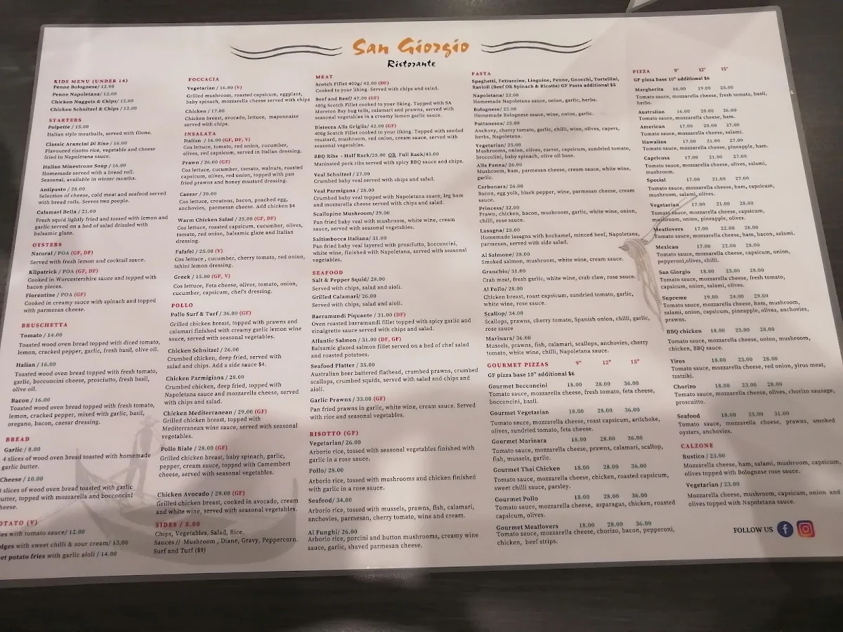 Menu, San Giorgio