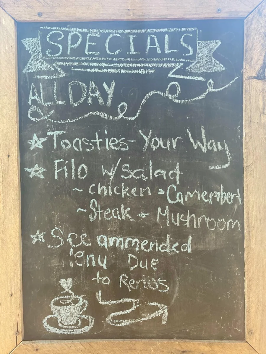 Menu, Goombungee Antiques and Cafe