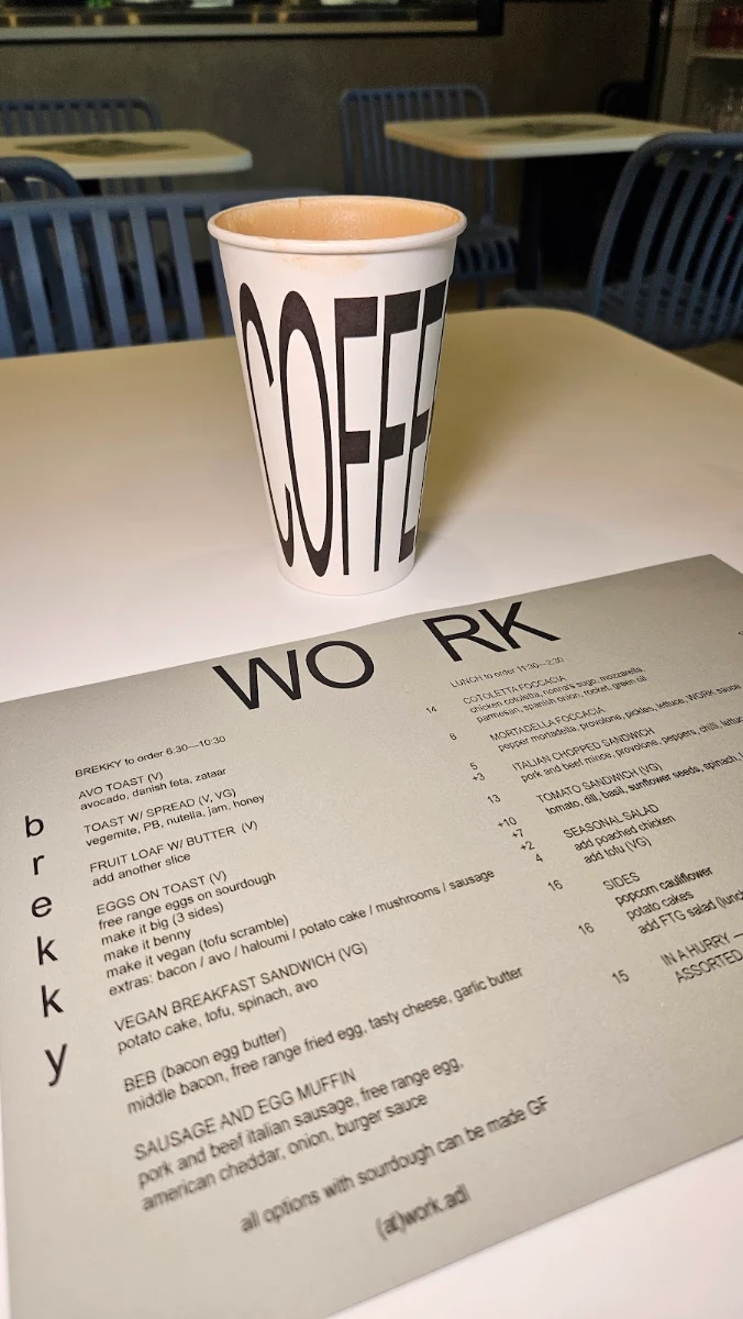 Menu, WORK - Coffee & Food