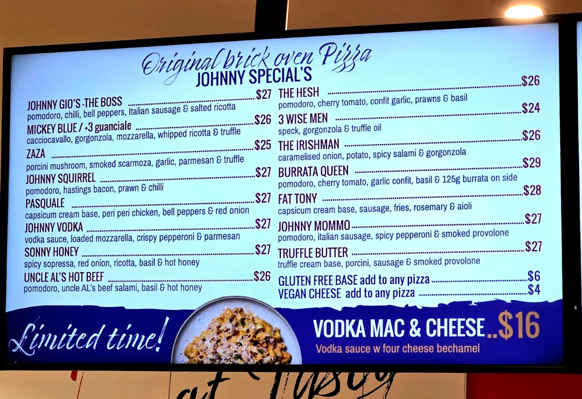 Menu, Johnny Gio's Pizza Carnes Hill