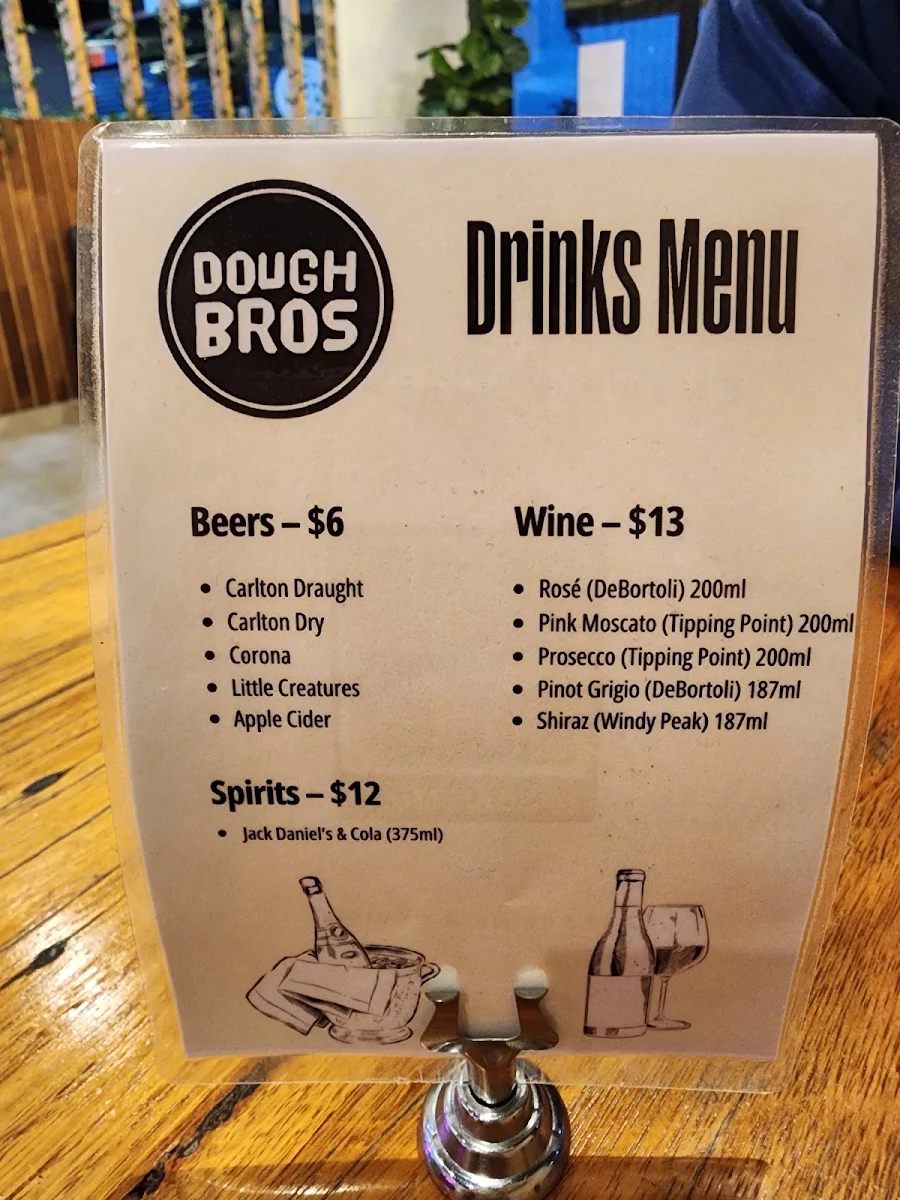 Menu, Dough Bros Pizza + Bar