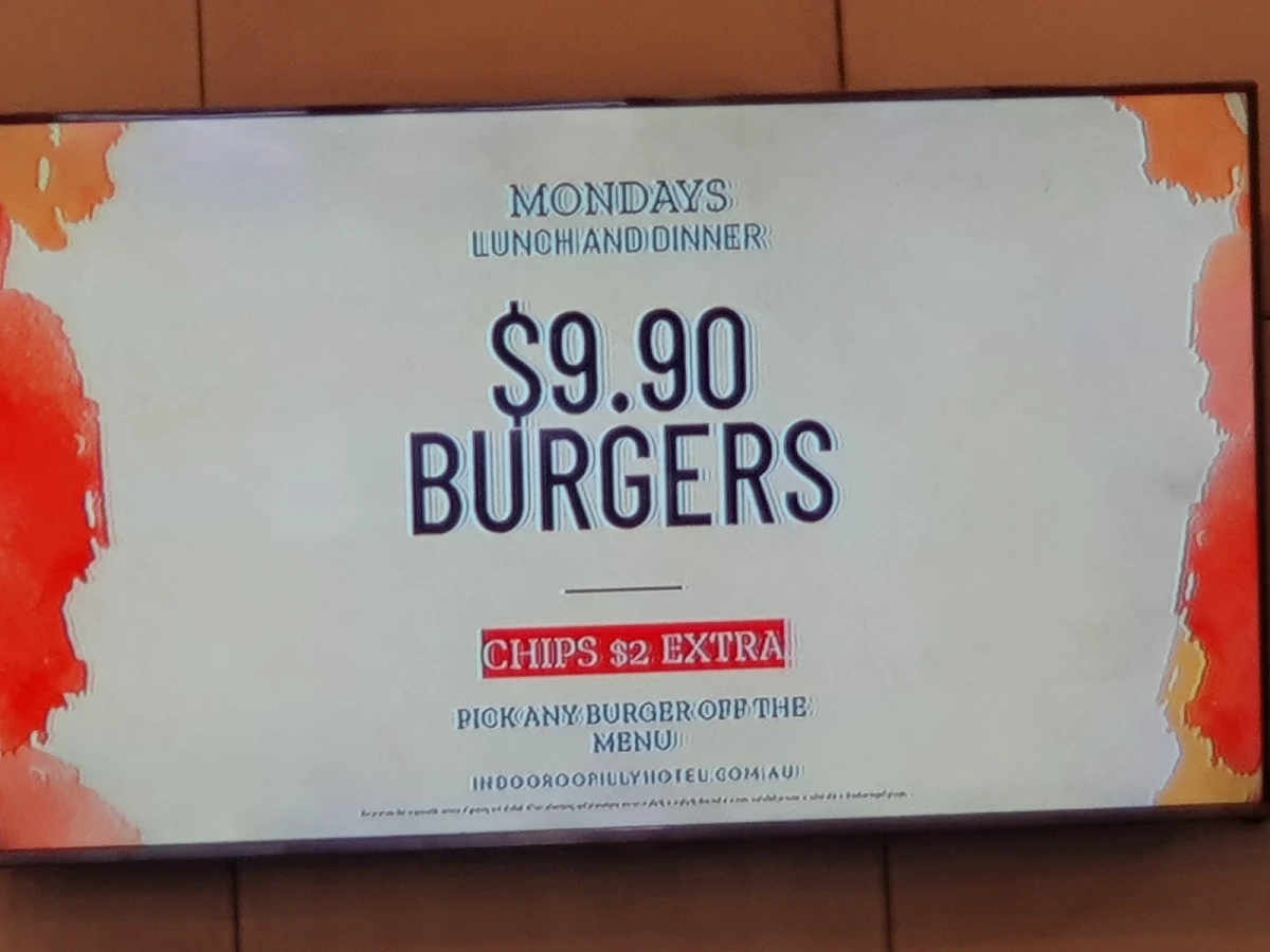 Menu, Indooroopilly Hotel