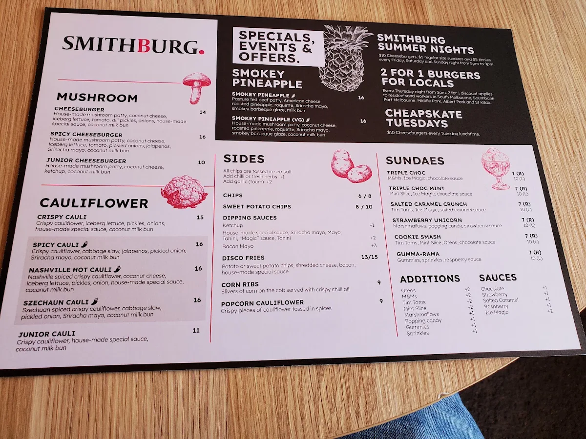 Menu, Smithburg.