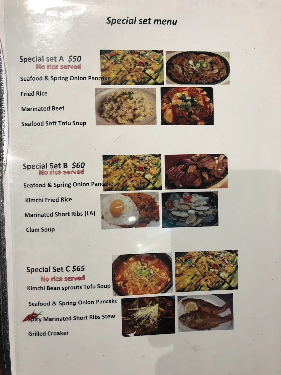 Menu, Jung Won Eastwood