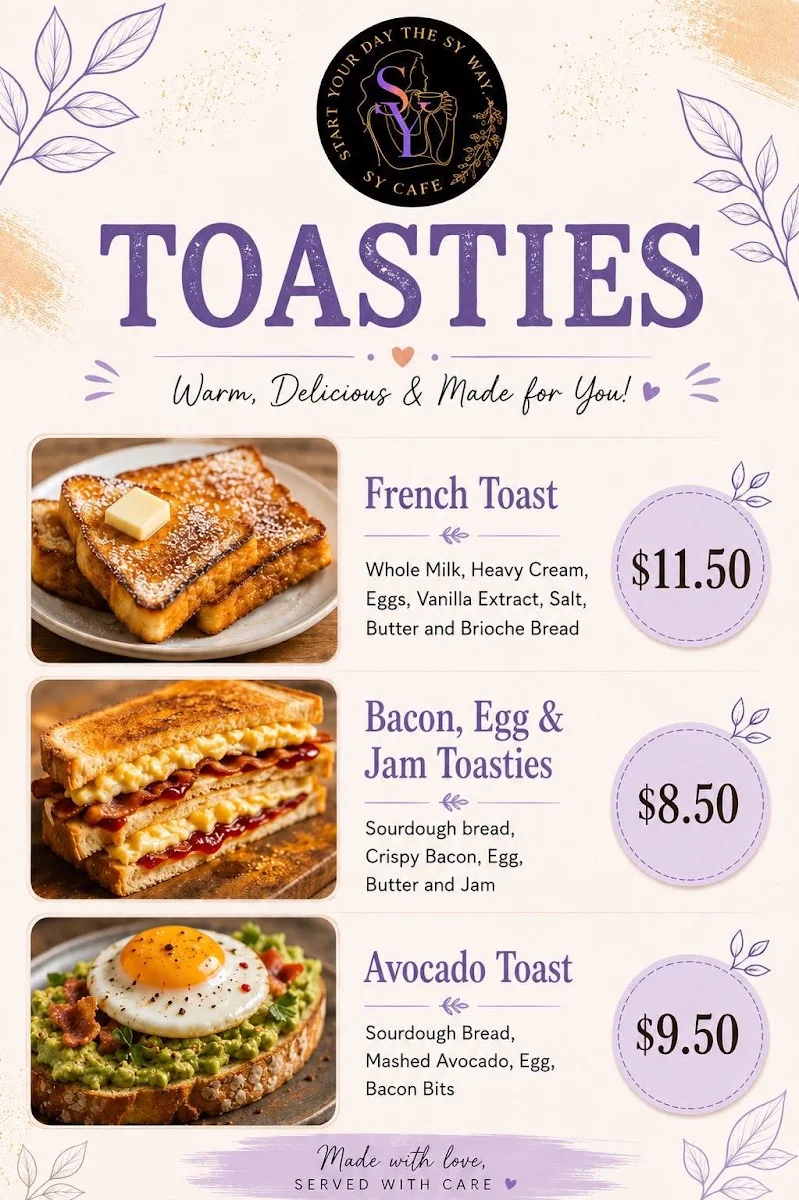 Menu, Sy Café