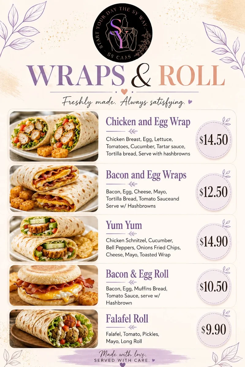 Menu, Sy Café
