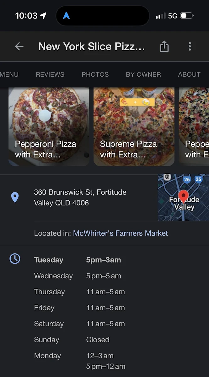 Menu, New York Slice Pizzeria(Fortitude Valley)