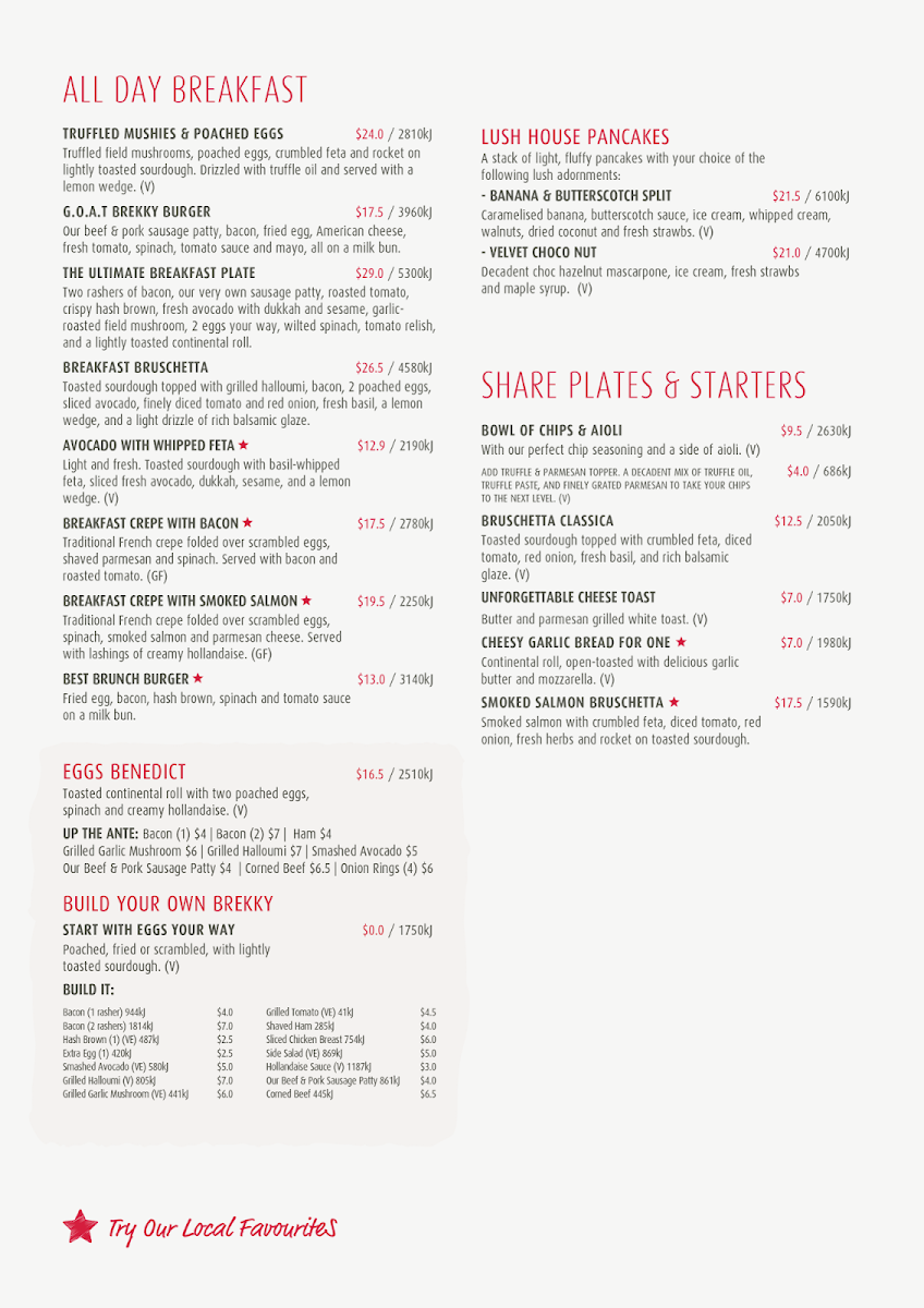 Menu, Stellarossa Chuwar (Drive Thru Cafe)