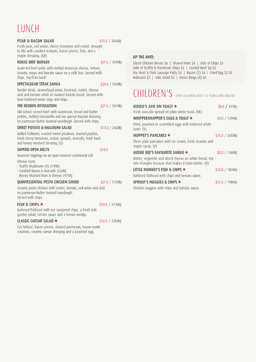 Menu, Stellarossa Chuwar (Drive Thru Cafe)