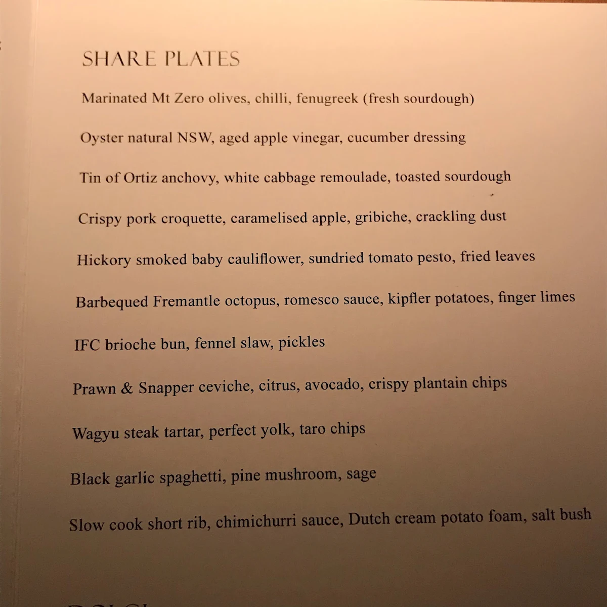 Menu, Tetto Di Carolina