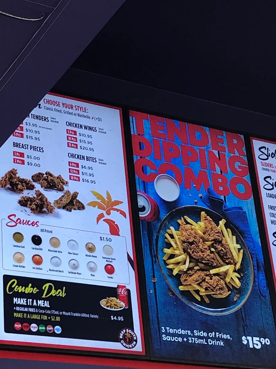 Menu, Deep South Chicken Logan Central