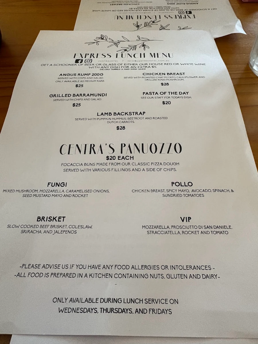 Menu, Centra