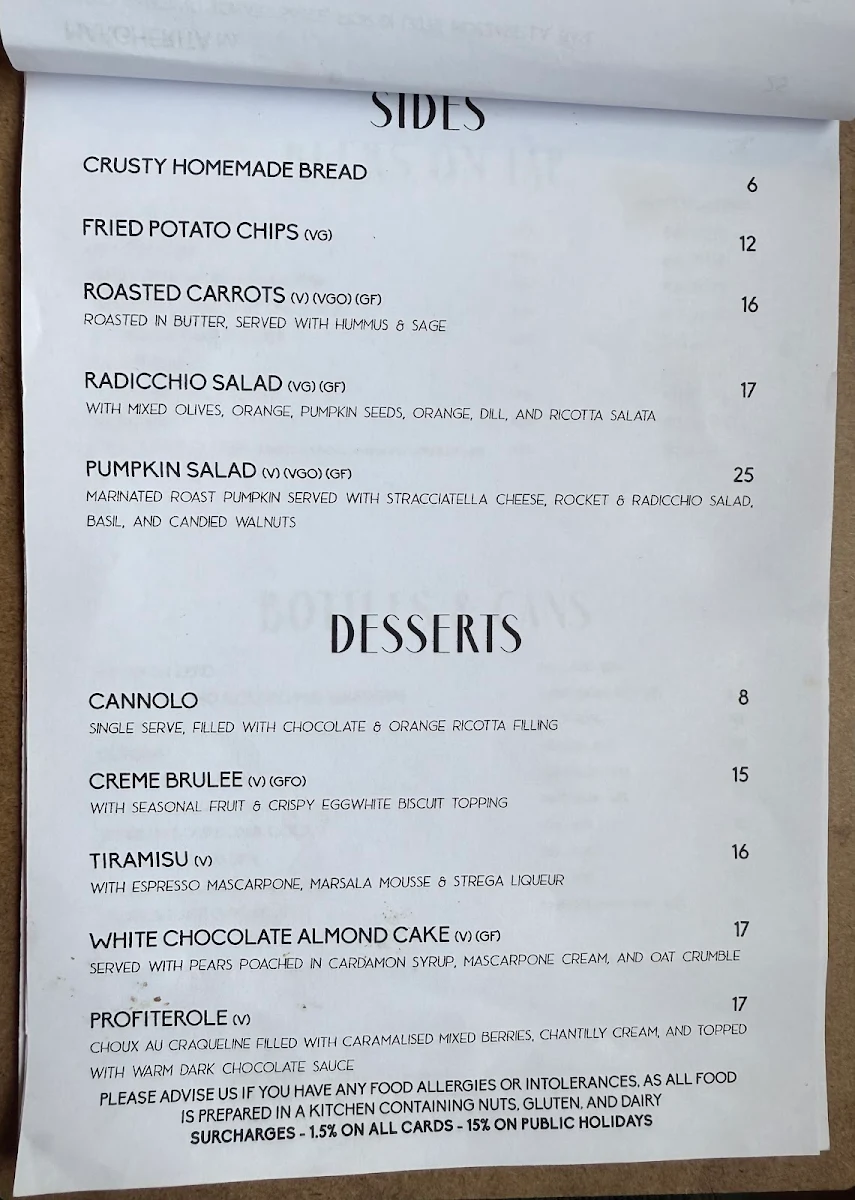 Menu, Centra
