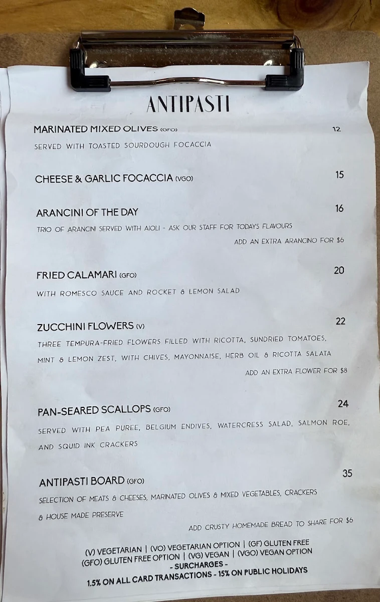 Menu, Centra