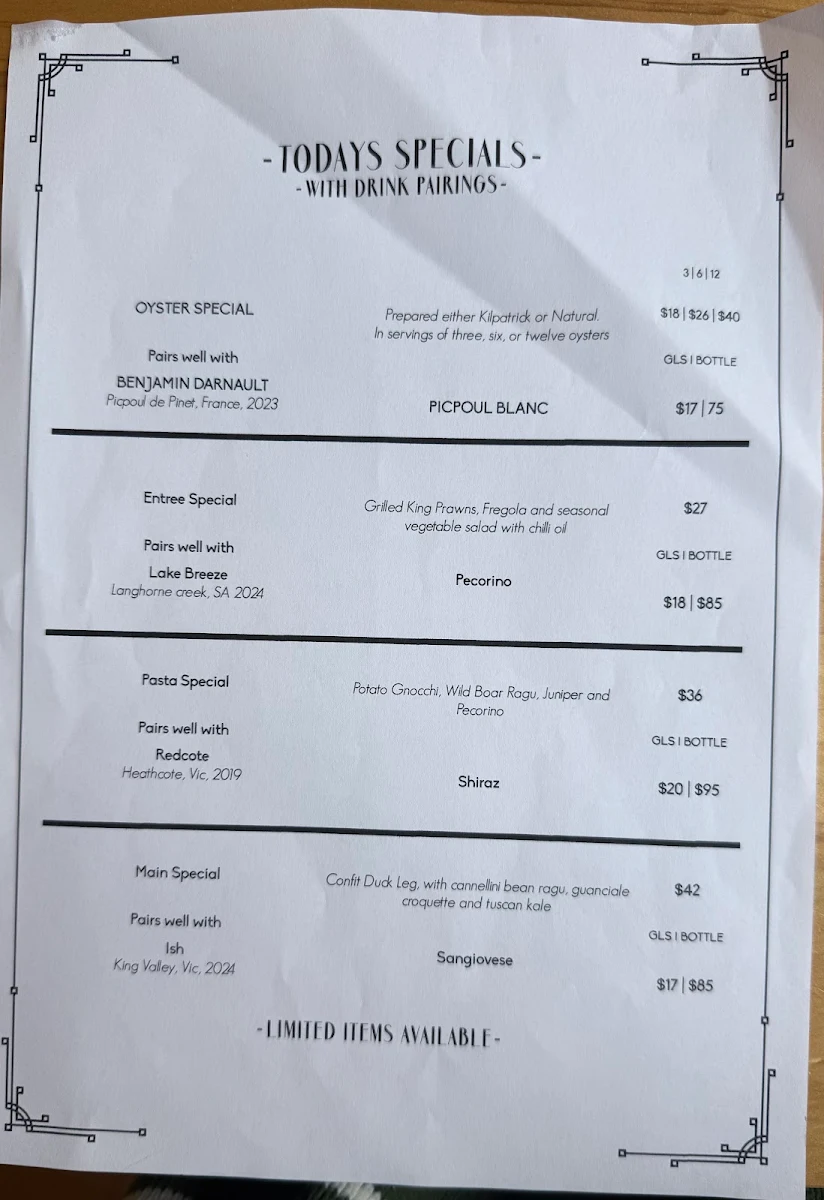 Menu, Centra