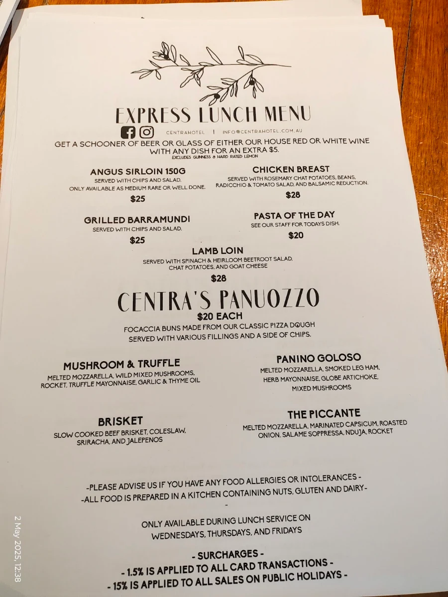 Menu, Centra