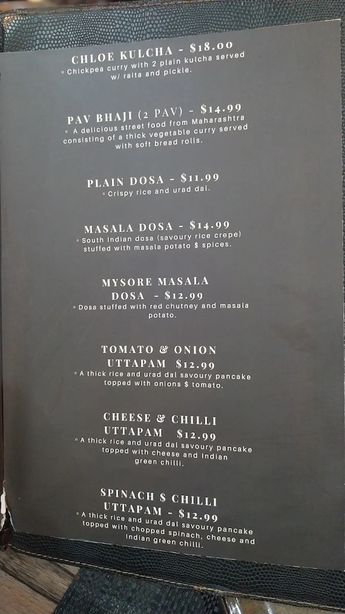 Menu, AAO JEE Traditional Indian Restaurant Amaroo